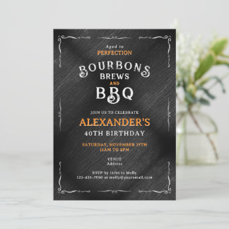 Invitation Bourbons Brasse et BBQ pour un anniversaire marqua