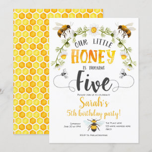 Invitation Bourdon. Petit miel, abeille, 5ème anniversaire