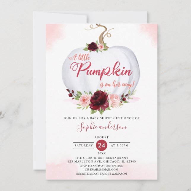 Invitation Bourgogne Automne Un Baby shower Automne Un Peu Ci (Devant)