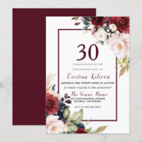Bourgogne Blush Floral Womans Hommes 30e anniversa
