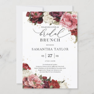 Invitation Bourgogne blush roses mauves pivoines petit déjeun