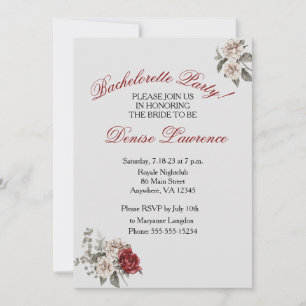 Invitation Bourgogne Blush White Bachelorette Party Invitatio