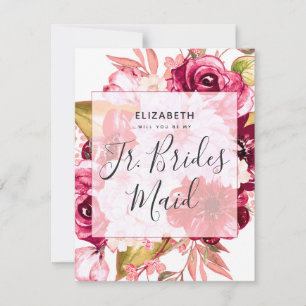 Invitation Bourgogne Chic Floral Serez-Vous Ma Jr Bridesmaid