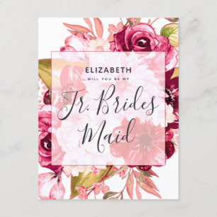 Invitation Bourgogne Chic Floral Serez-Vous Ma Jr Bridesmaid