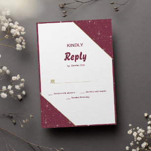 Invitation Bourgogne coeur or pétillant parties scintillant R