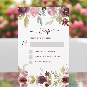 Invitation Bourgogne Elégant Floral Aquarelle moderne RSVP