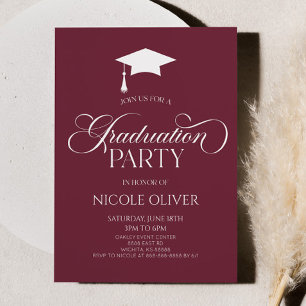 Invitation Bourgogne Élégante Minimale Minimale Graduation