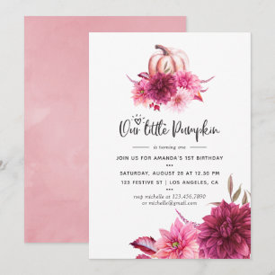 Invitation Bourgogne et automne orangé anniversaire Citrouill