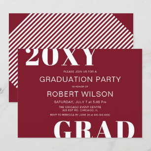 Invitation Bourgogne et blanc Gras Typographie Graduation