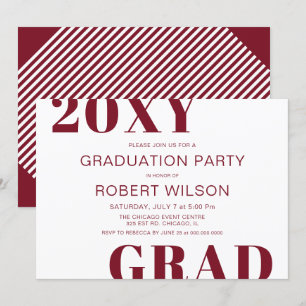 Invitation Bourgogne et blanc Gras Typographie Graduation