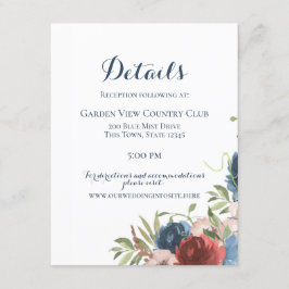 Invitation Bourgogne et Jardin Bleu Botanique Floral