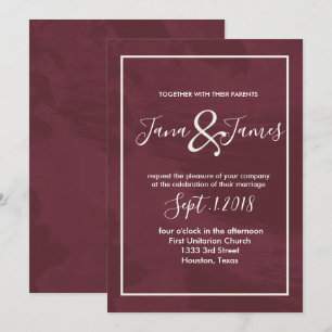 Invitation Bourgogne et mariage de Parties scintillant Gold