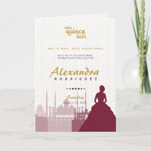 Invitation Bourgogne et or Arabe Quinceañera Photo