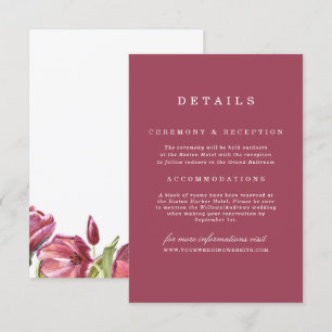 Invitation Bourgogne et pavois Détails du Mariage Floral