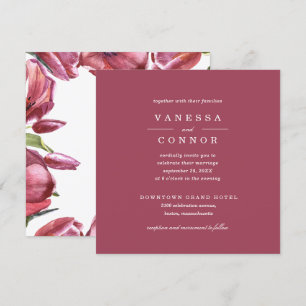 Invitation Bourgogne et pavots Classic Boho Floral Mariage