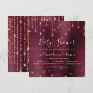 Invitation Bourgogne et Rose Gold Baby shower Party