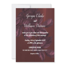 Bourgogne Feuille Rustique Vintage Wedding Invitat