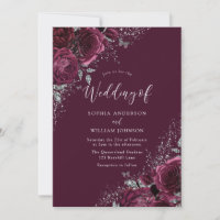 Bourgogne Fleurs d'étincelle Argent Mariage élégan