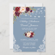 Bourgogne Floral Dusty Bleu Mariage Luminaires