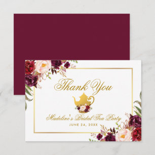 Invitation Bourgogne Floral Fête des mariées Tea Party Merci 