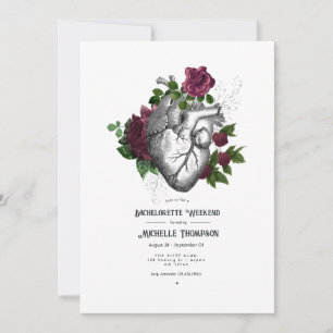 Invitation Bourgogne Floral Gothique Bachelorette Week-end