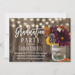 Invitation Bourgogne Floral Jar Rustique Grange Bois Graduati