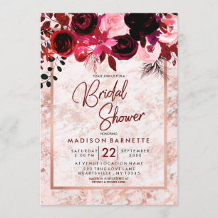 Invitation Bourgogne Floral Rose Gold