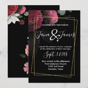 Invitation Bourgogne Floral Russe mariage