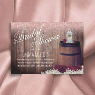 Invitation Bourgogne Floral Russe Vin Barrel Fête des mariées