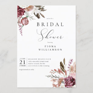 Invitation Bourgogne Florale Douche nuptialeInvitation