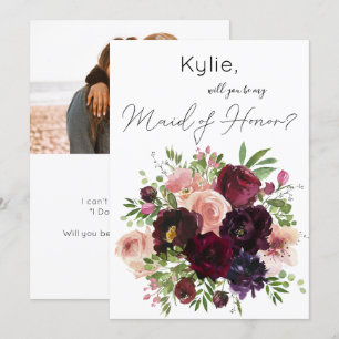 Invitation Bourgogne & Flore Blush Be My Maid of Honor ? Phot