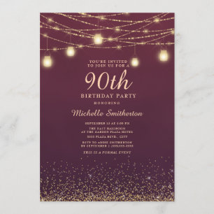 Invitation Bourgogne Gold Parties scintillant Lights Formal 9