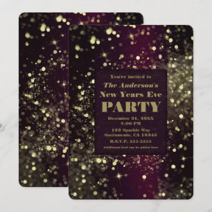 Invitation Bourgogne Gold scintillant Nouvel An Sove Party