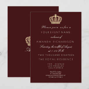 Invitation Bourgogne Golden Crown Parties scintillant royale 
