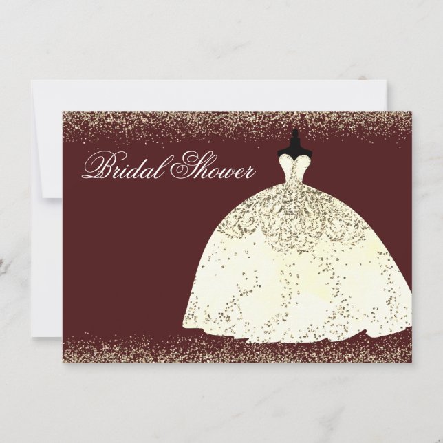 Invitation Bourgogne Golden Dress Parties scintillant Invitat (Devant)