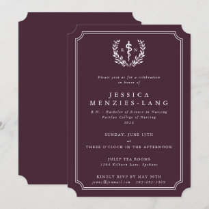 Invitation Bourgogne Infirmière inscrite Asclepius Graduation