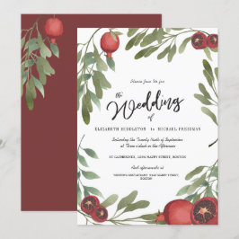 Invitation Bourgogne Mariage Vert Feuille Moderne Botanique