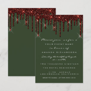 Invitation Bourgogne Marron Paillettes Coulures Mariage Bois