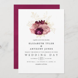 Invitation Bourgogne - Marsala Blush Mariage rose et or