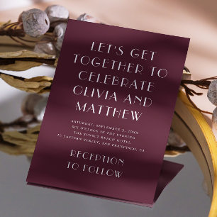 Invitation Bourgogne moderne typographie minimaliste mariage