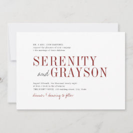 Invitation Bourgogne moderne typographie minimaliste mariage