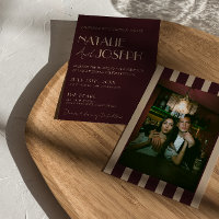 Bourgogne Or Vieil Argent Rayures Photo Mariage