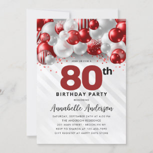 Invitation Bourgogne Parties scintillant de ballon rouge arge