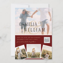 Bourgogne Photo Wedding Inviter QR Code Enregistre