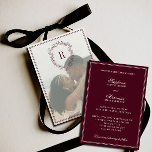 Invitation Bourgogne Profond Crête d'Ivoire Vieille Fortune P