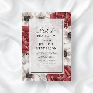 Invitation Bourgogne Red Roses Anémonique Floral Bridal Tea P