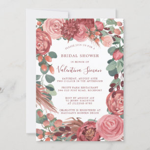 Invitation Bourgogne Rose Floral Bridal Invitat