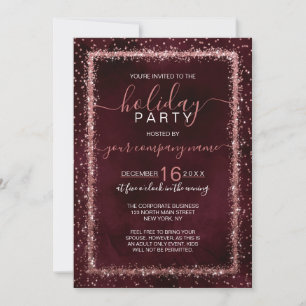 Invitation Bourgogne Rose Gold Confetti Corporate Holiday