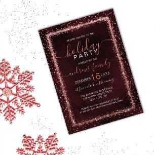 Invitation Bourgogne Rose Gold Sprinted Confetti vacances