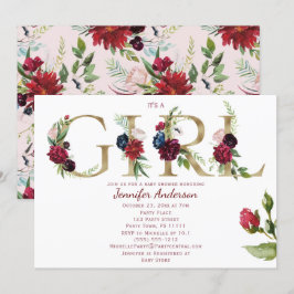 Invitation Bourgogne Rose or Rose Baby Girl Douche